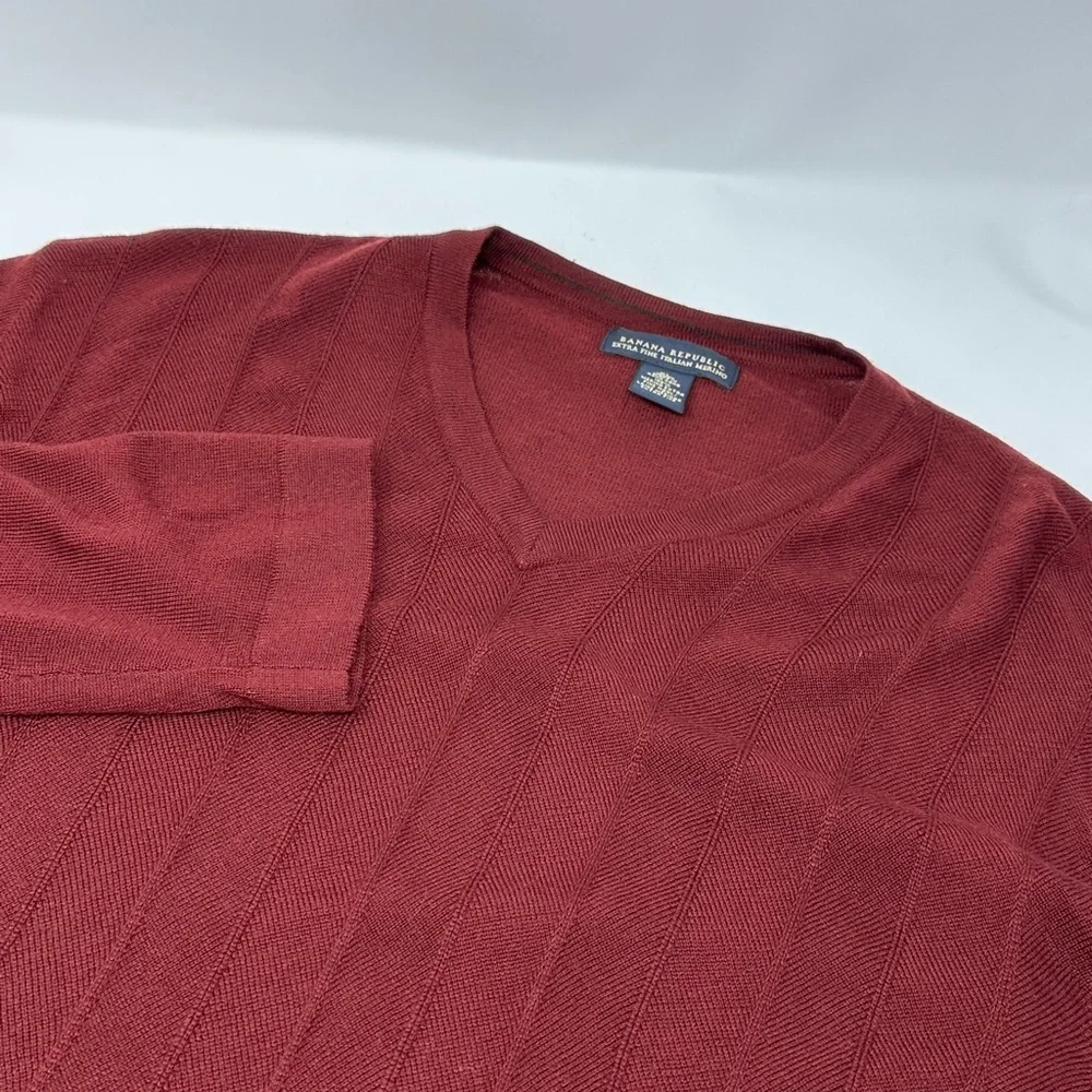 Banana Republic 100% Extra Fine Italian Merino Wool Ribbed Sz XL Sweater Mens R4